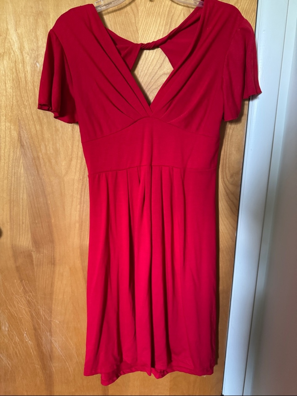 Red V-Neck Short Sleeve Dress - Elegant Everyday Style